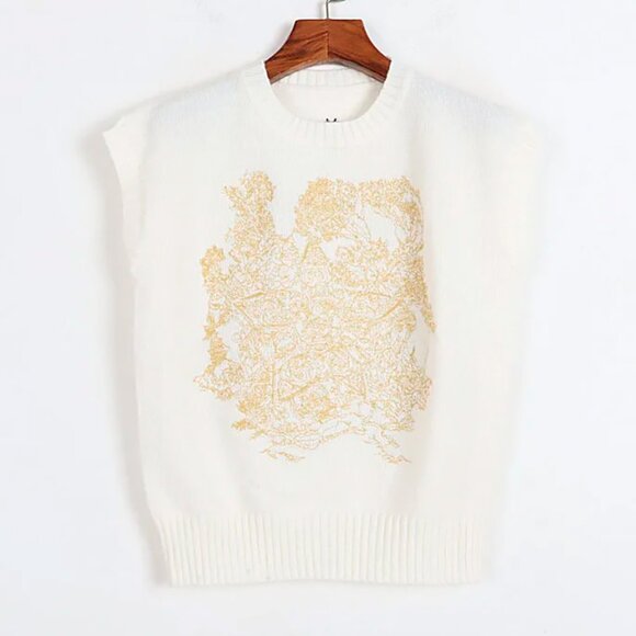 White Sleeveless Sweater Vest / One Size - Picture 10 of 10